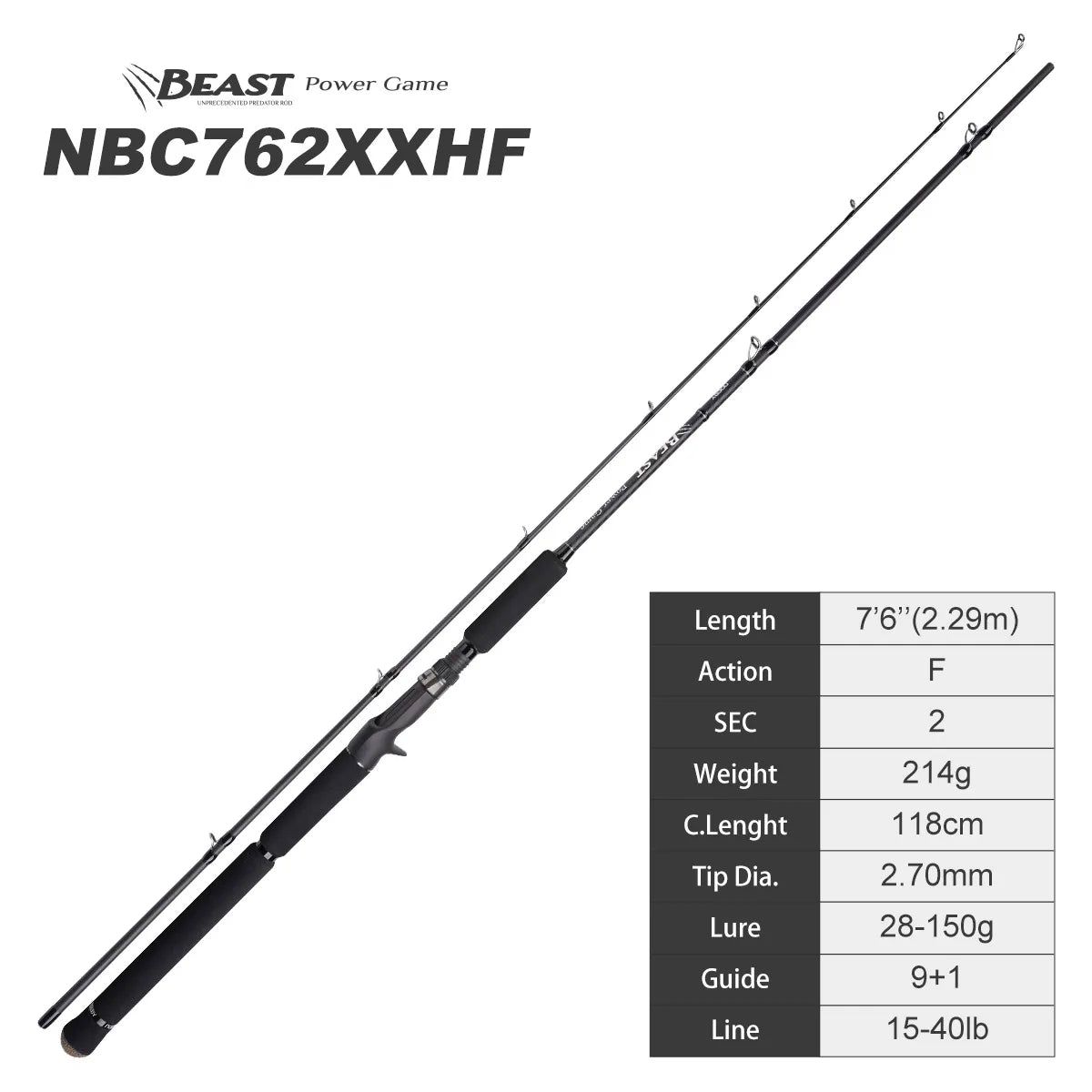 Noeby Pike Fishing Rod 1.98m 2.13m 2.44m 2.59m Fuji Toray Carbon Casting Spinning Big Baits Power Catfish Pike Fishing Rods