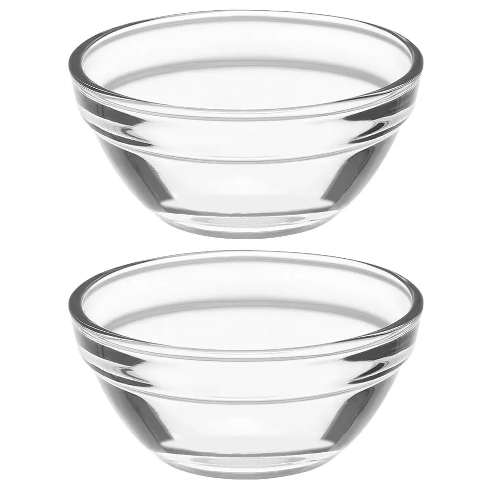 2Pcs Small Glass Bowls Clear Stackable Dessert Cups Multipurpose Food Serving Container for Kitchen Snack Storage