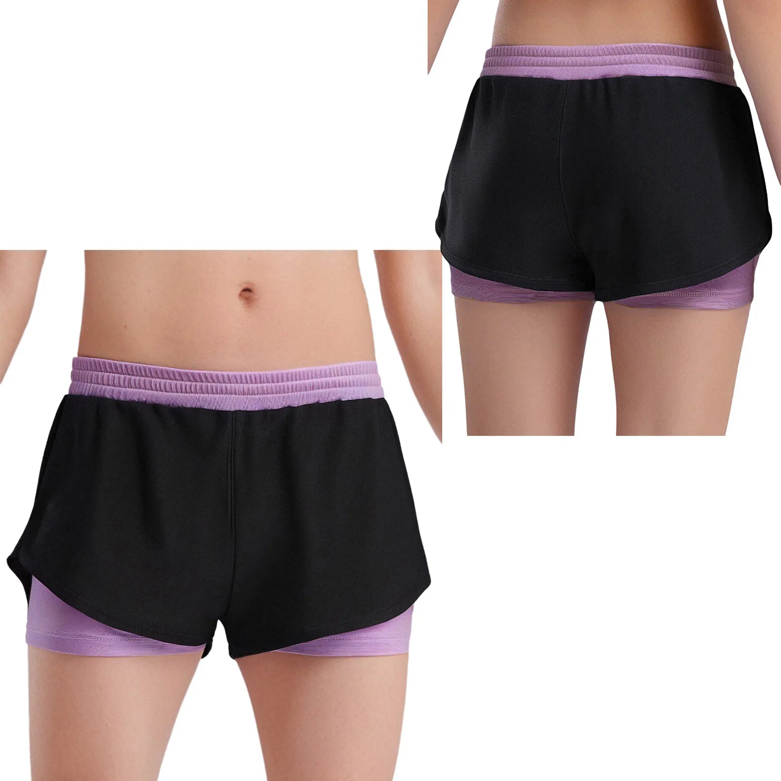 Kids Yoga Sports Shorts for Children Girls Workout Clothing Double-Layer Contrasting Shorts Running Cycling Bottoms Costumes