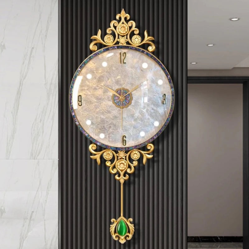 Brass Radio Wave Wall Clock Silent Modern Auto-Sync Timepiece for Bedroom 2024 Minimalist Living Room Decor