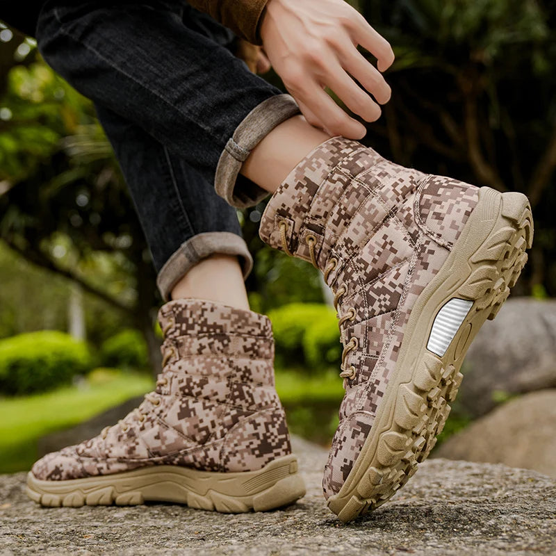 Men Boots High-top Mountain Sneakers Hiking Shoes For Men Outdoor Climbing Sneakers Autumn Winter Walking Zapatillas Hombre