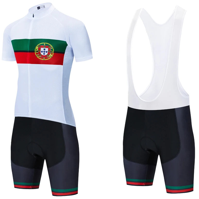 White Portugal Cycling Team Jersey Bike Tshirt Shorts Set Men Women Summer Breathable Ropa Ciclismo MTB Bicycle Clothing