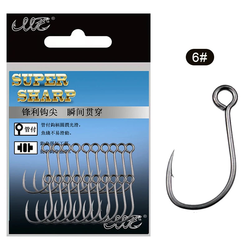 20Pcs/set Fish Hooks 4# 6# 8# 10# 12# Big Eye Single Fishing Hooks Lnline Fish Hooks For Live Bait&Hardbait Fishing Accessories