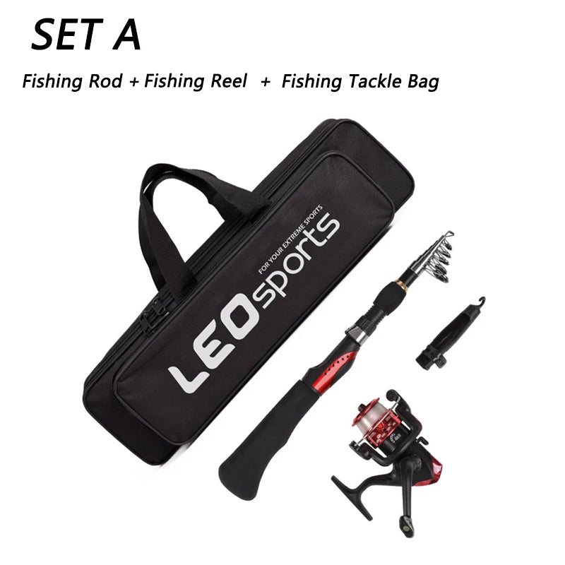 Fishing Rod Full Kits 1.6M Telescopic Sea and Spinning Reel Baits Lure Tackle Travel Fishing Gear Accessories Bag 6 Optional Set