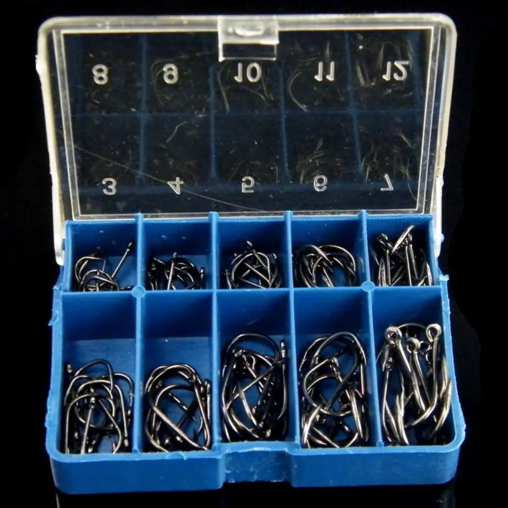 100PCS #3-#12 Fishhook Barbed Hooks Silver Black Gold High Carbon Steel Freshwater Fishing Hooks Sharp Jigging Carp Fishhooks