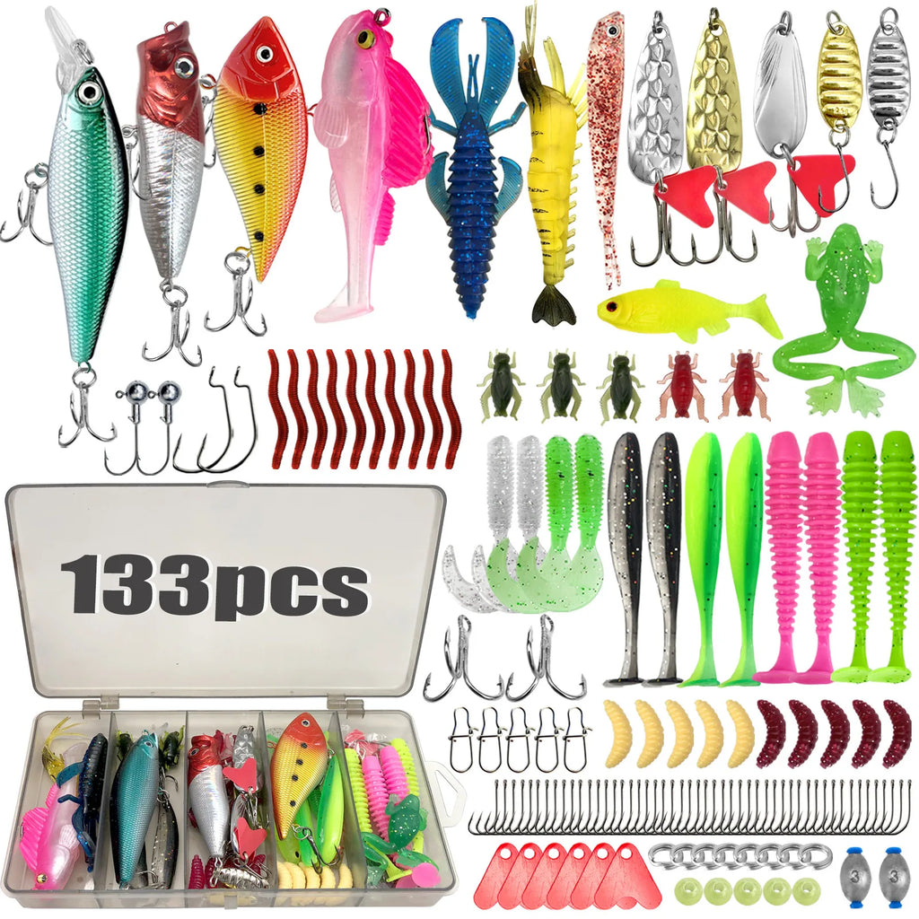 409/239/193/133/83pcs Fishing Lures Kit for Topwater Bait Rigs Tackle Kit for Bass Trout Salmon Fishing Accessories