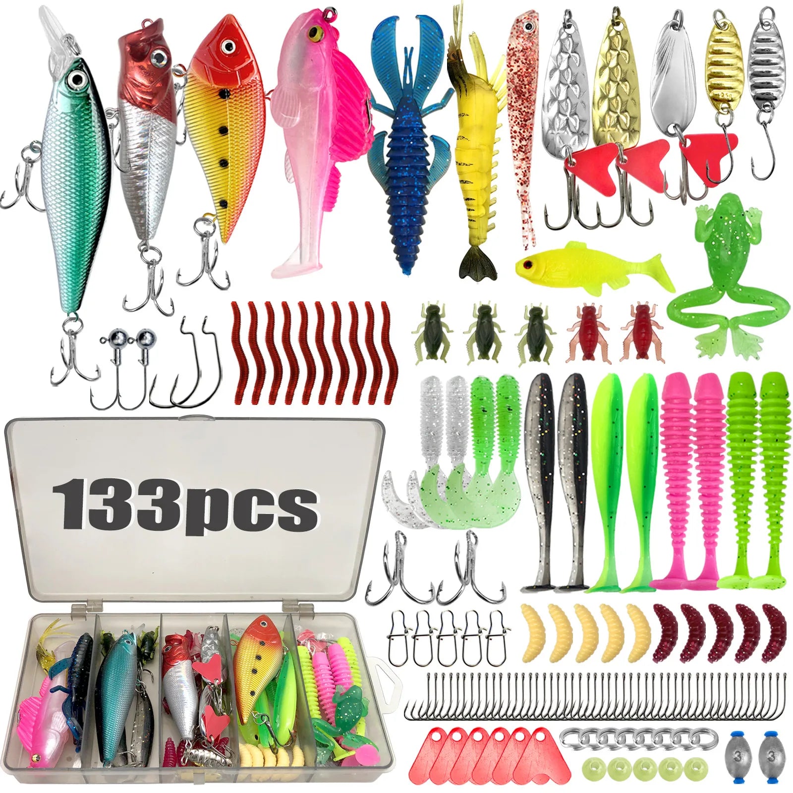 409/239/193/133/83pcs Fishing Lures Kit for Topwater Bait Rigs Tackle Kit for Bass Trout Salmon Fishing Accessories