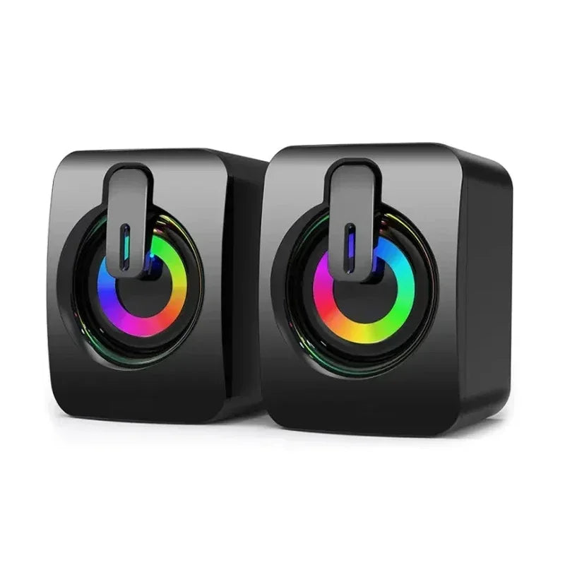 Small Computer Speakers Home Stereo Subwoofer Surround Sound 3.5MM AUX Music Player for Mini Desktop Laptops