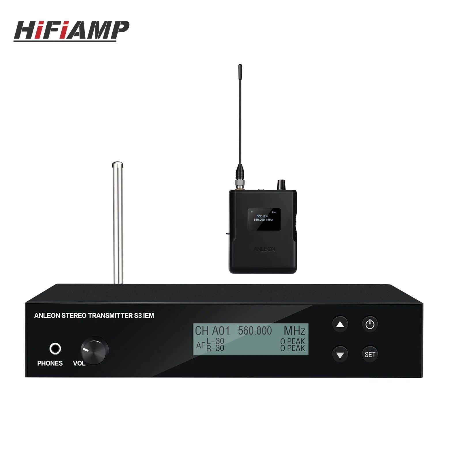 ANLEON S3D 560-596MHz/640-676MHz/863-865MHz Transmitter+Receiver Kit Stereo Wireless In-Ear Monitor System for Stage Performance