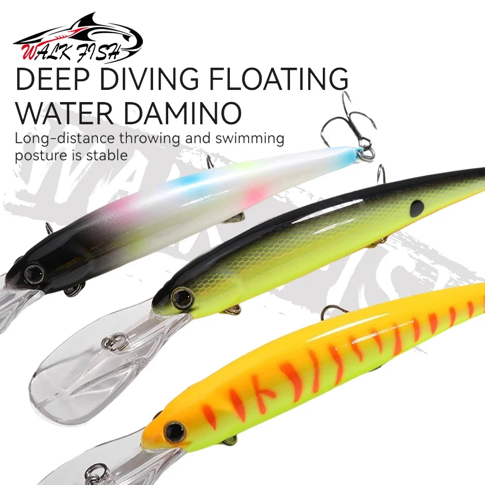 WALK FISH Deep walleye Trolling Fishing Lure Wobbler 12cm 20g Floating Crankbait Minnow Bass Pike Bait Depth 0-6m Fishing Tackle