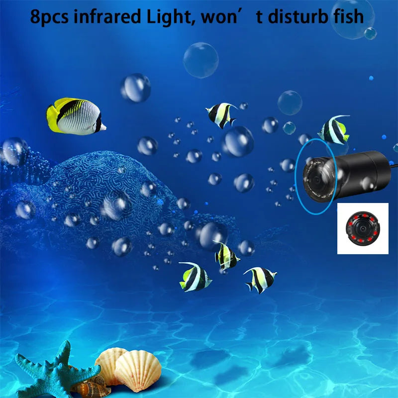 15m 4.3 Inch Visual Fish Finder Underwater IR Night Vision Fishing Camera With Depth Temperature Display