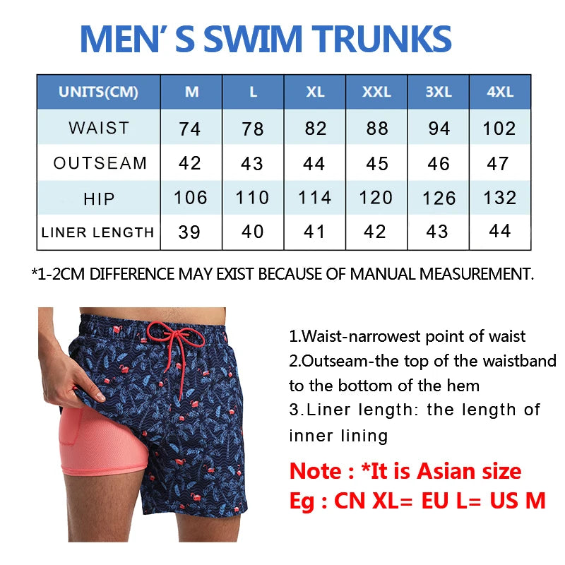 ESCATCH 2026 Summer New Style Mens Shorts 2 in1 Fitness Printing Traje De Baño Hombre Long Lining With Zipper Pockets Swimsuit
