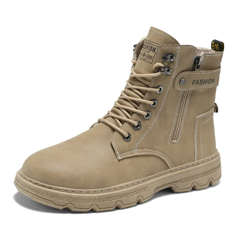 Mens Shoes Fashion Security Boots Black High-top Leather Boots Outdoor Shoes for Men Tactical Combat Boot Anti Slip Hunting Shoe