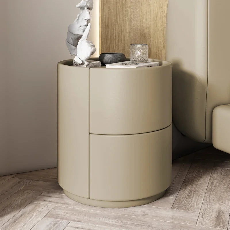 Home Living Room Sofa Side Cabinet, Creative Round Solid Wood Bedside Table, New Simple Modern Small Bedroom Storage Cabinet