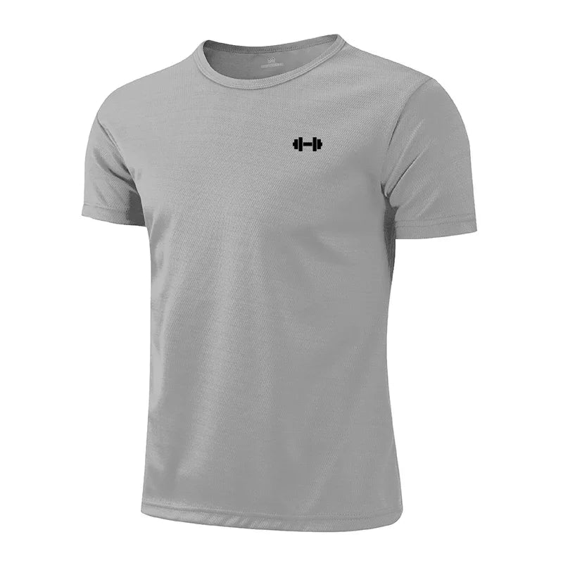 Mens Casual Running T-Shirts Summer Breathable Mesh Quick Dry Shirts Fitness Short Sleeve Sportswear Gym Bodybuilding Clothing