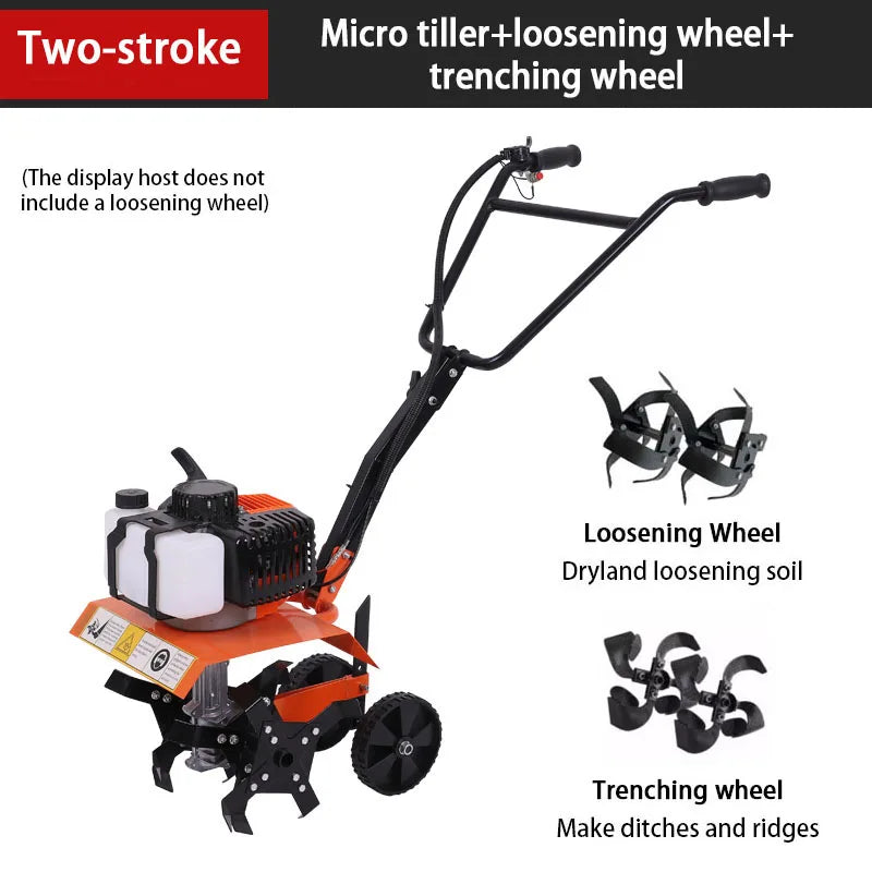 Two/Four Stroke Agricultural Garden Tools Gasoline Minitype Rotary Tiller Outdoor Multi-Functional Rotary Tiller Micro Tiller