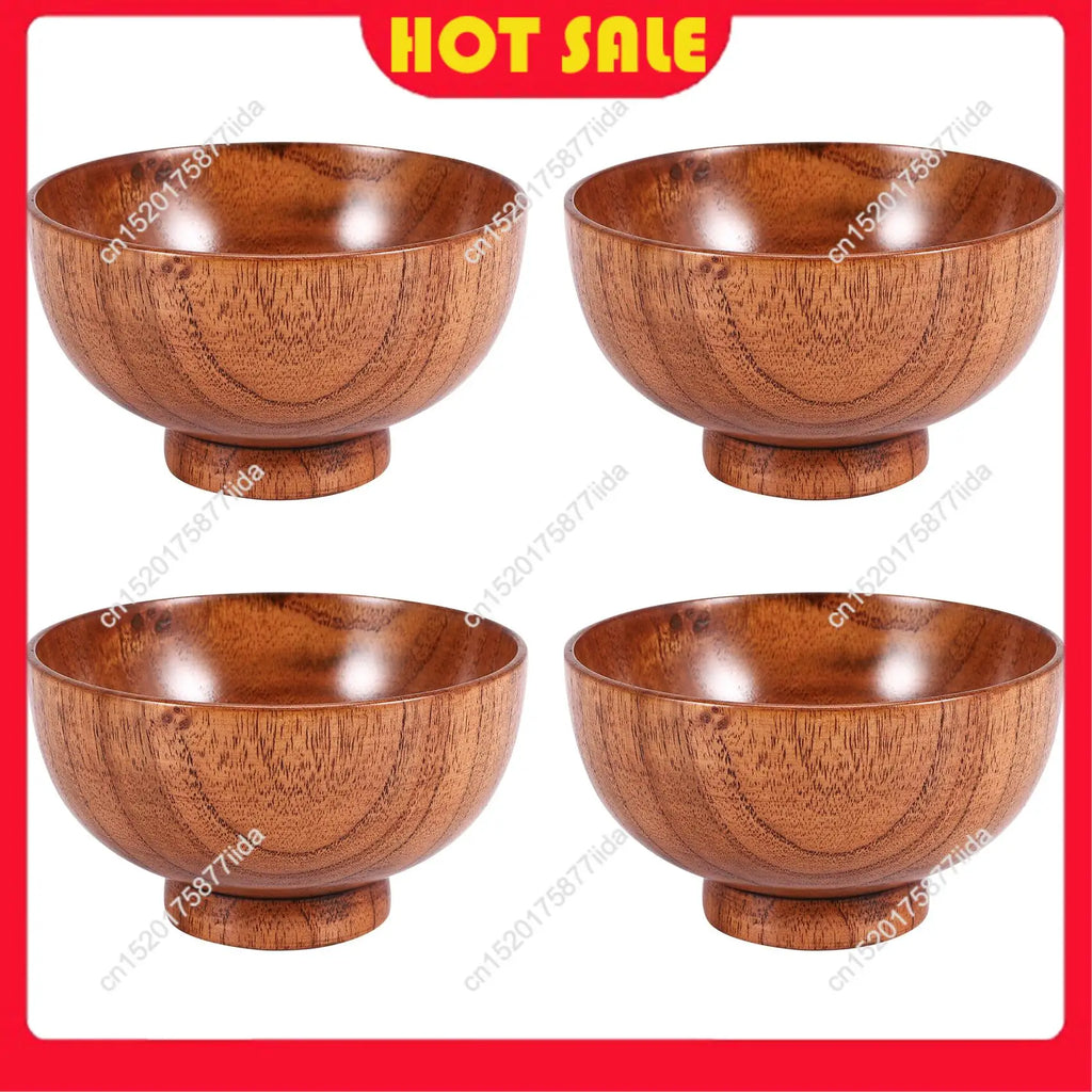 Hot Deal-Jujube Japanese-Style Wooden Bowl Wooden Rice Bowl Noodle Bowl Solid Wood Bowl, Diameter 4.5 Inches By 2-5 / 8 Inches,