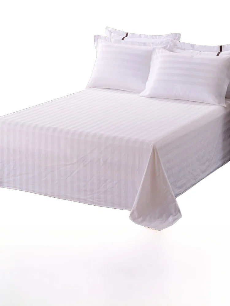 Hotel Bedding White Washed Cotton Sateen Stripe Pillowcases for Beauty Salons Bath Massage Shops Homestay Bed Sheets