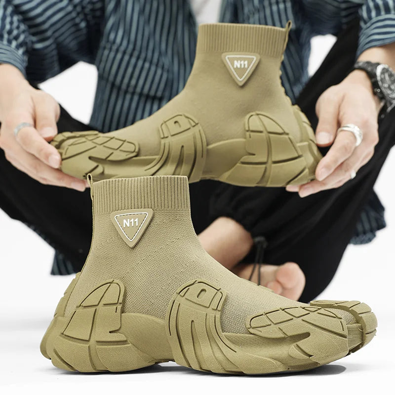 Outdoor Men Casual Boots Winter Designer Soft Sneakers Breathable Mens Socks Shoes Slip on Flat Lightweight Walking Sport Shoes