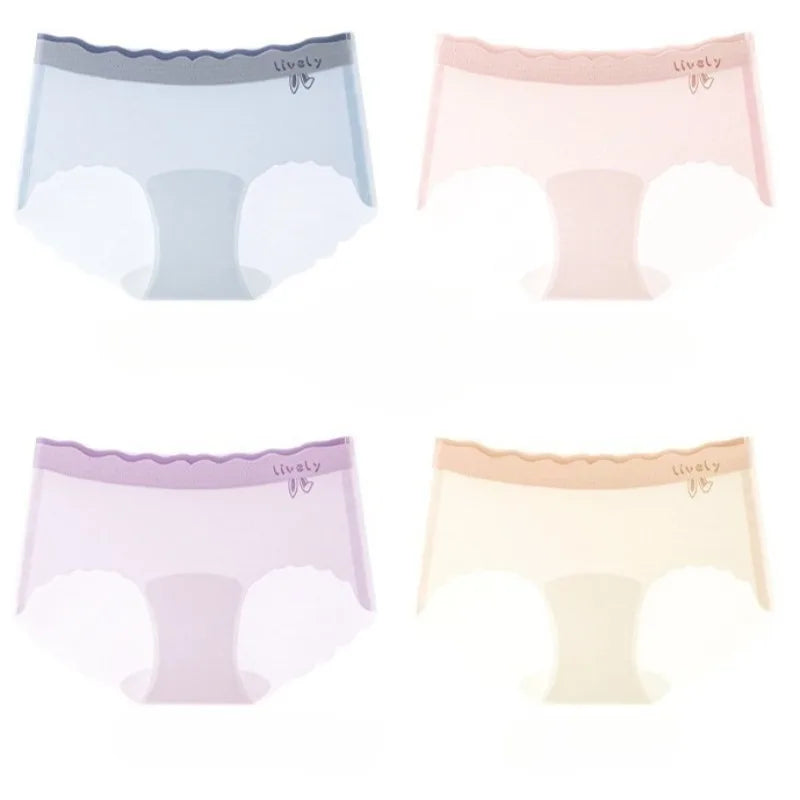 4PCS Summer Girls Mesh Breathable Panties Kids Soft Comfort  Antibacterial Knickers 3+y Young Child Cute Cartoon Print Underwear