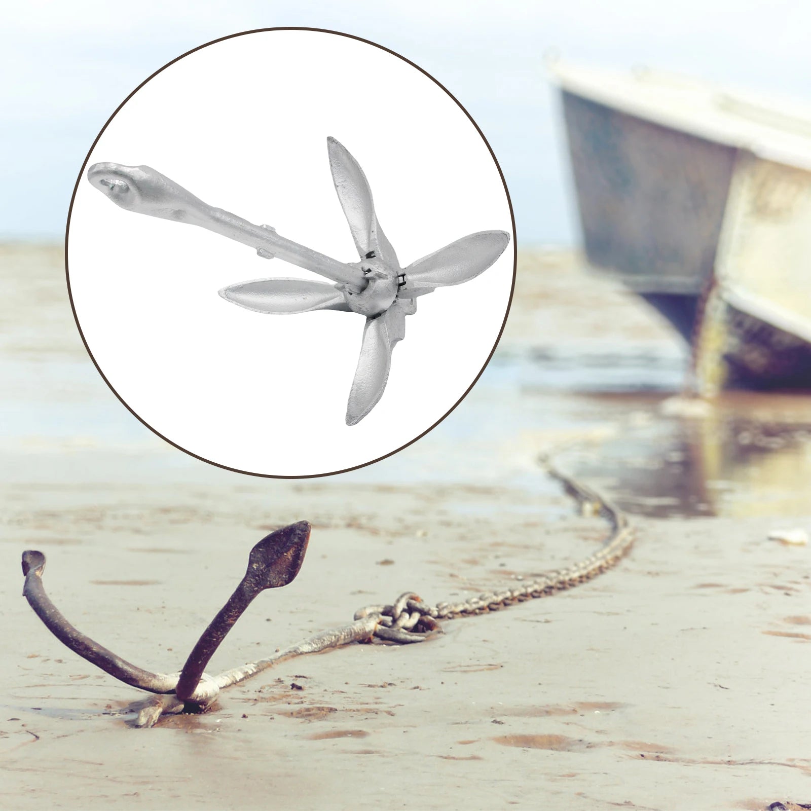 Grapnel Boat Anchor Portable For Paddle Boards Small Watercrafts Canoes Foldable Grapnel Boat Anchor Galvanized Sturdy