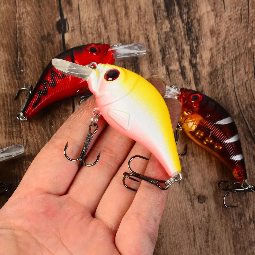 5pcs Crankbaits Bait Fishing Lure Floating Wobbler Crank Jerkbait Bass Swimbait Treble Hooks Swim Hard