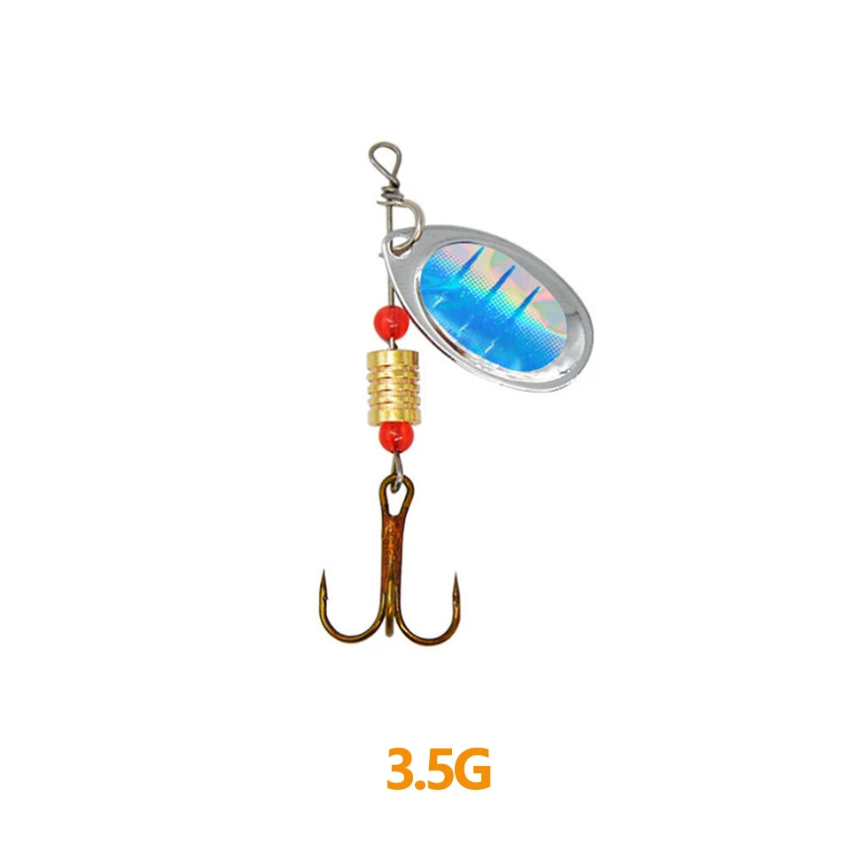 1Pcs 3G 3.5G 4.5G Spinner Lures Rotating Spinners Spoon Hard Bait Pike Metal With Treble Hooks Fishing Lure Pesca Tackle