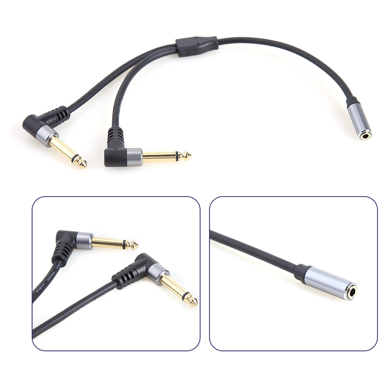 Stereo 3.5mm 1/8 TRS To Dual 6.5mm Y Splitter 6.35mm to 2x6.35mm Jack Adapter Audio Extension Cable for Amplifier Speaker Mixer