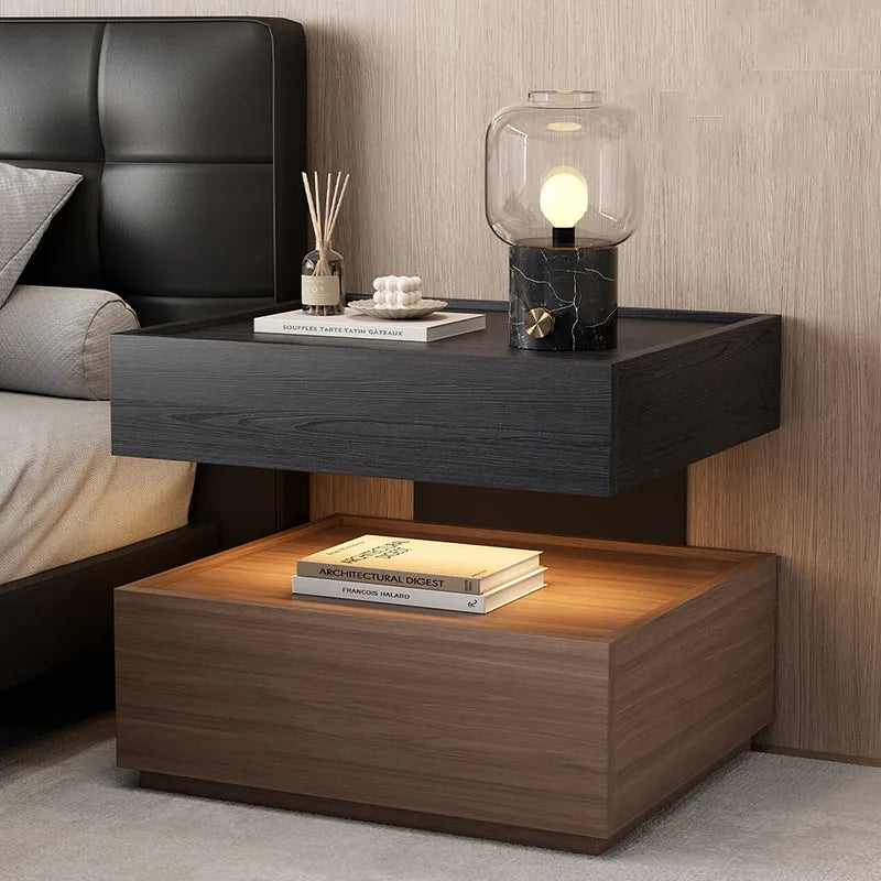 Luxury Decor Bedside Table Coffee Trendy Wood Vanity Living Room Nightstand Space Saving Cabinets Criado Mudo Home Furniture