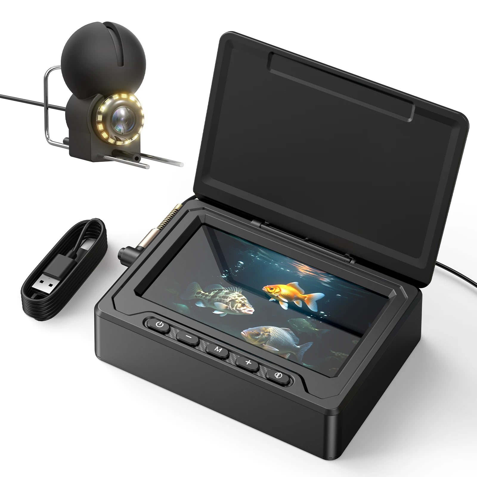 Portable Fish Depth Finder Water 4.3 Inch LCD Fish Finder Underwater 220° Fishing Camera 2000mAH Battery 20m for Boat Lake Kayak