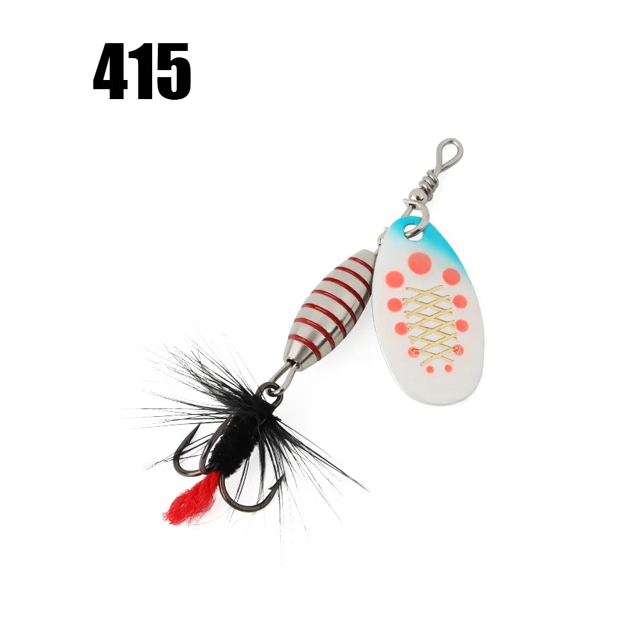 W.P.E 1pcs Spinner Lure 3.7g/5.3g/8.2g/10.5g Bait Metal Brass Spoon Hard Lure Feather Treble Hook Fake Lure Fishing Tackle Pesca
