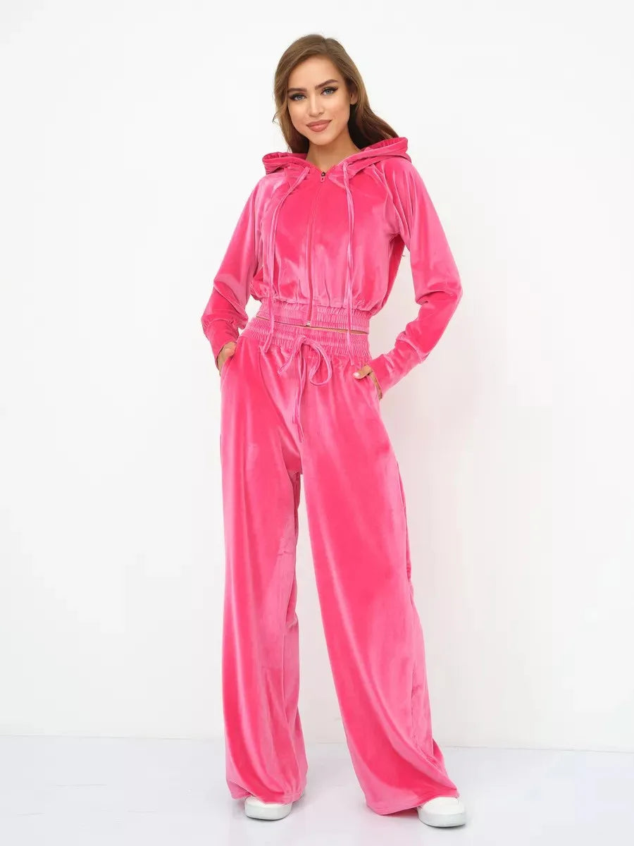 Women's Slim Fit Hoodie And Pants Set Silver  Fur Zipper ort Open Cardigan Two Piece Suite Long Sve Long Pants