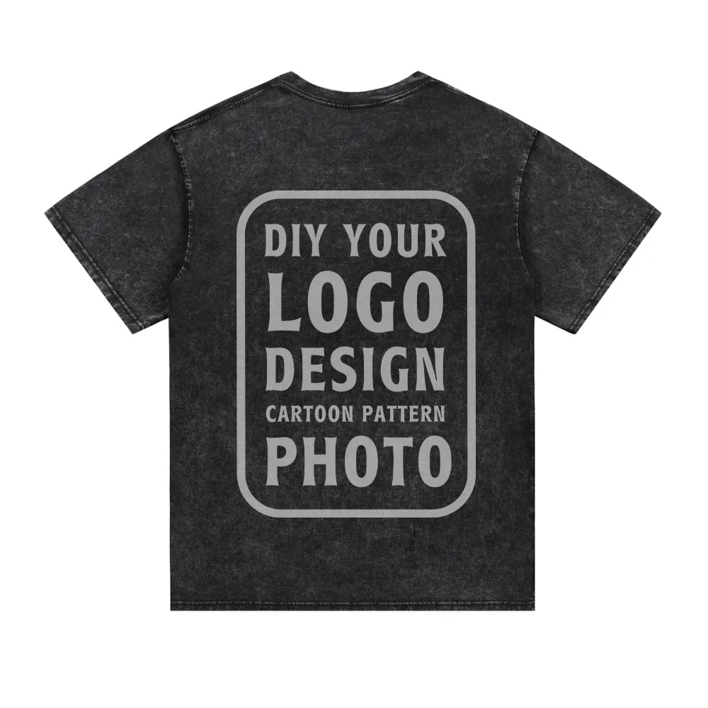 Kids Clothes Vintage Washed Custom T-shirt,DIY Your Design,Logo,Photo,Cartoon,Graphic T-shirt for Boys Girls Children's Clothing