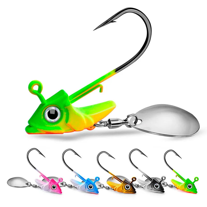 Fish Head Jig Hooks with Weedless Soft Bait Lures Bulk Drop Shot Fishing Sinkers for Bass Angling Simulation Fishhooks