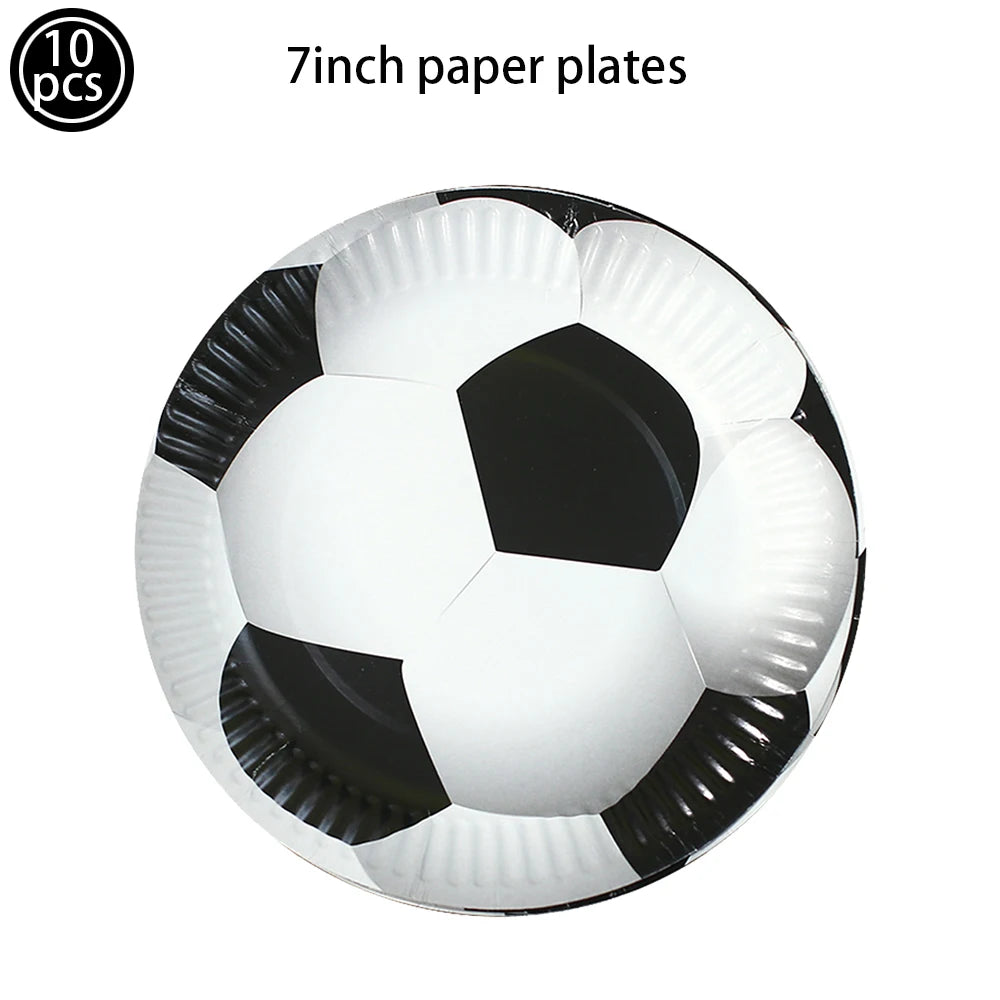 Soccer Party Disposable Tableware Paper Plates Cups Napkins Tablecloth Soccer Birthday Party Decoration