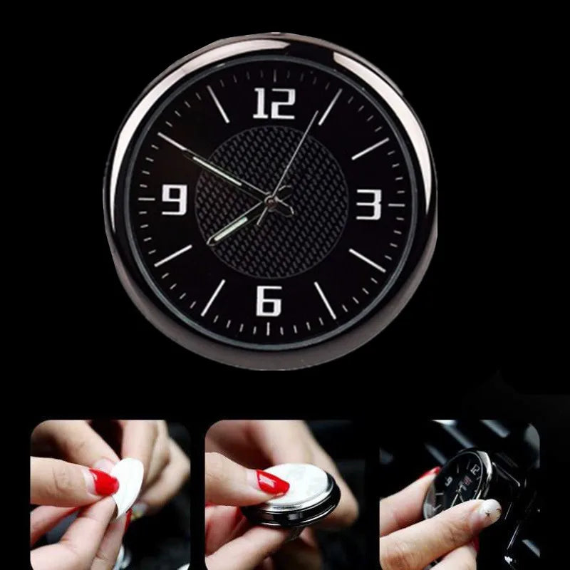 Black Car Clock Analog Alarm Clock Round Display Car RV Truck Interior Dash Mount electronic Quartz Clocks Car Gadgets