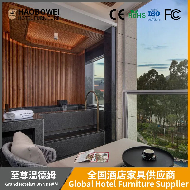 High-end custom hotel furniture standard room full design bedroom set apartment villa bed and breakfast furniture