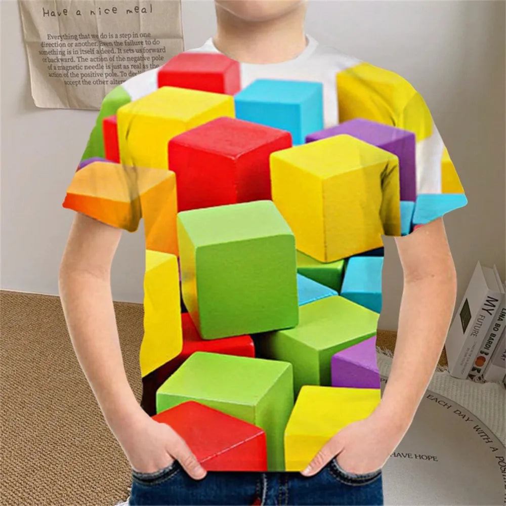 Kids Clothes Colored Particles T-Shirt Boy Girls Children Clothing for Boys Child Top Summer Short Sleeve Casual T-Shirt 7 to 10