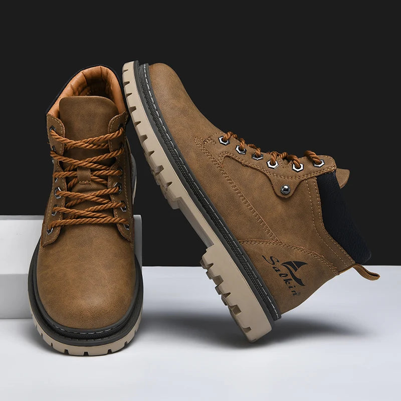 New Handmade Men Boots Ankle Winter Leather Shoes Autumn Outdoor Hiking Boots Sneakers Hombres Botas High Top Footwear Anti Slip