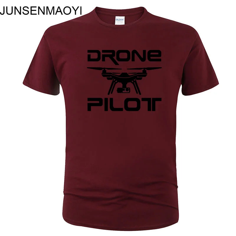 2025 New DRONE PILOTUAV Funny Printed T Shirt Summer Casual Cotton Short Sleeve O-Neck Men Clothing Brand Tee Plus Size XS-XXXL