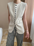 Spring and summer women's casual solid color round neck slim fit vest