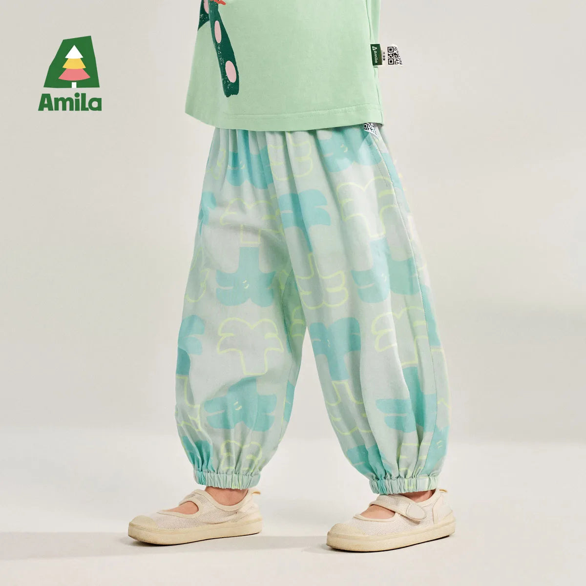 Amila Baby Pant 2026 Summer New Casual Fashionable Comfortable Breathable Fully Printed Contrasting Color Binding Feet Clothing