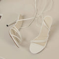 Women's Shoes Fashion Square Head High Heels Sexy Cross Strap Open Toe Party Shoes Leather New Summer Women High Heeled Sandals