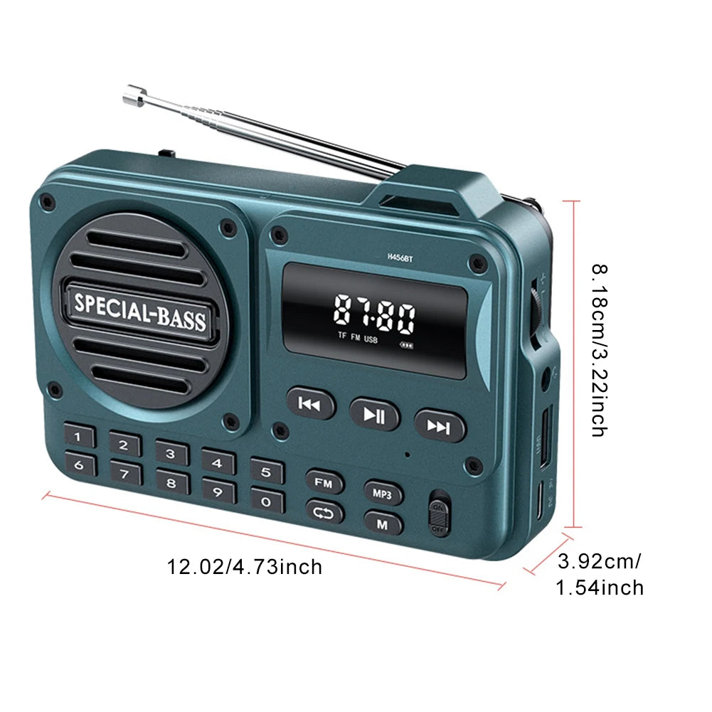 FM Portable Radio with LED Display Digital Radio Recorder BT 5.4 Radio Speaker for Home Travel Gifts for Seniors Elderly