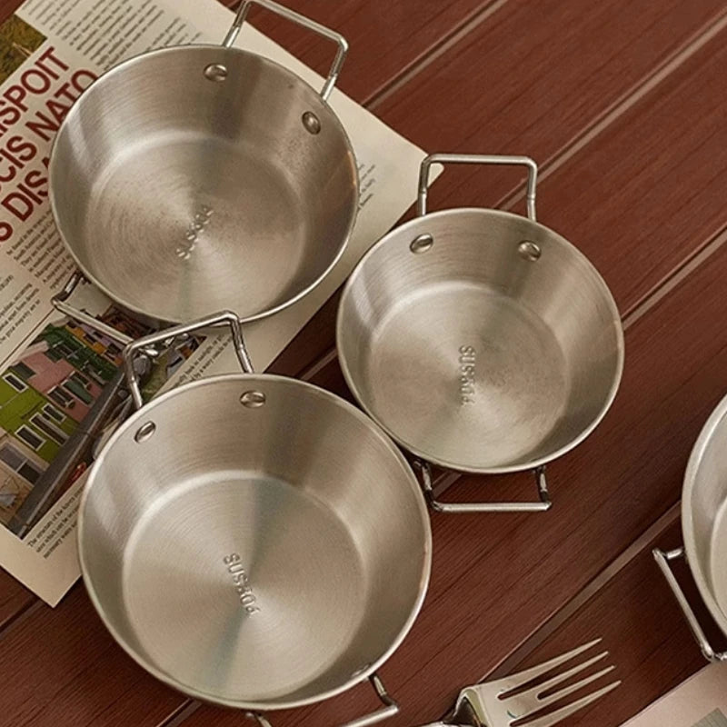 Stainless Steel Seafood Rice Pot Home Cooking Paella Pan Picnic Snack Plates Cookware Saucepan Dry Pots With Handle For Kitchen