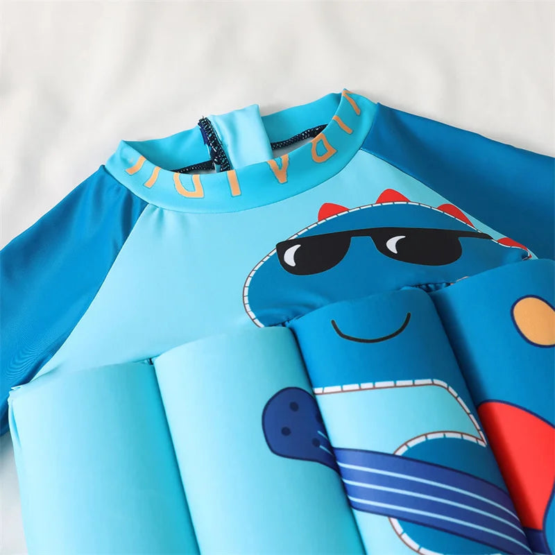 Boys Buoyancy Swimsuit Kids Cartoon Print Swimwear Children One-Piece Floating Rash Guards Bathing Clothes Girls Swimming Suits