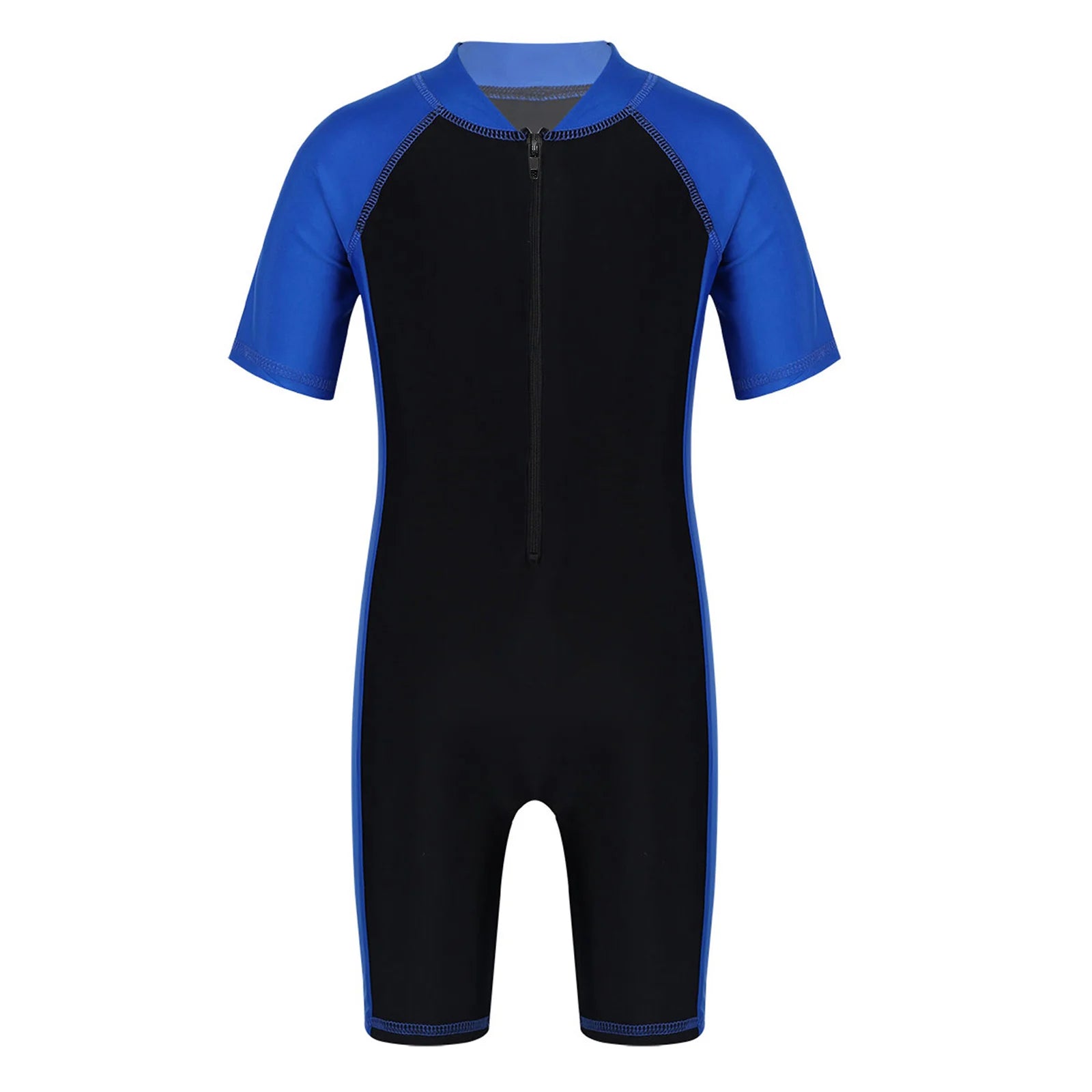 Kids Boys Girls Wetsuit Swimsuit One-piece Rash Guard Swimwear Short Sleeves Zippered Shorty Bodysuit Swimming Bathing Suit