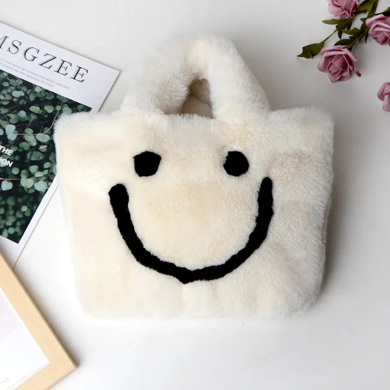 Woman Versatile Cute Soft Handbags Autumn And Winter Plush Shoulder Bag Messenger Bag Tote Bag Female Handbags Shopper Bag