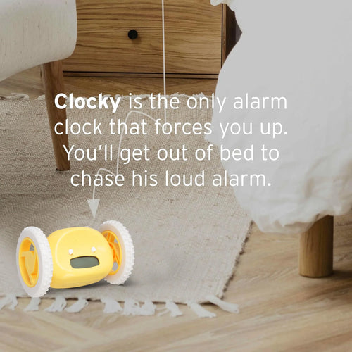 Alarm Clock with Wheels Extra Loud Alarm Clock with Wheels Easy to Set Cute Vibrating Digital Alarm Clock for Heavy Sleepers