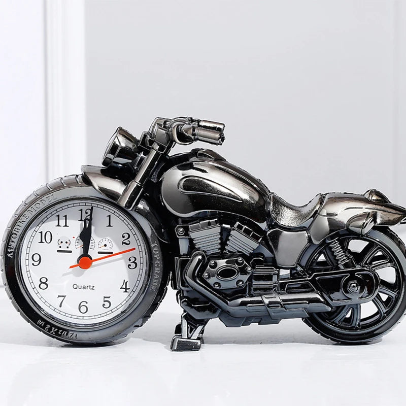 Vintage Alarm Clock Motorcycle Model Creative Desktop Clock Funny Multi-Purpose Bedside Office Clock Home Desktop Decoration